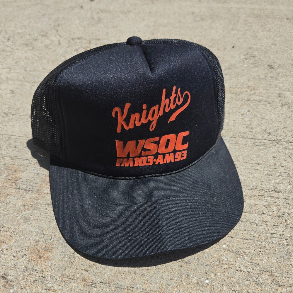 VTG Young‎ An WSOC FM 103 AM Hat 93 Knights Trucker Black Orange OSFA Snapback